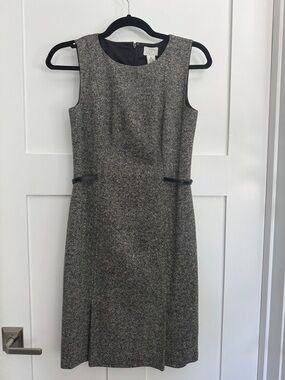 LOFT Gray Tweed Sleeveless Sheath tweed wool blend Dress 2P